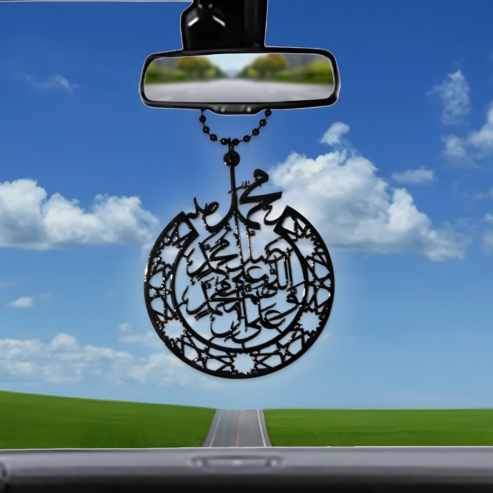 Halal Black Car Hanging Plate with Darood
